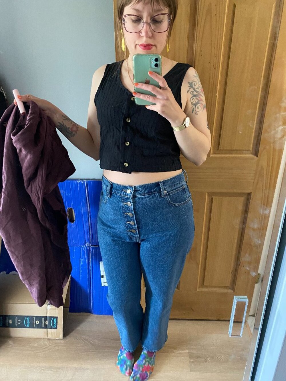 Me & Arrow black eyelet tank vest